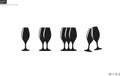 Champagne flute. Icon set. Isolated wineglasses on white background